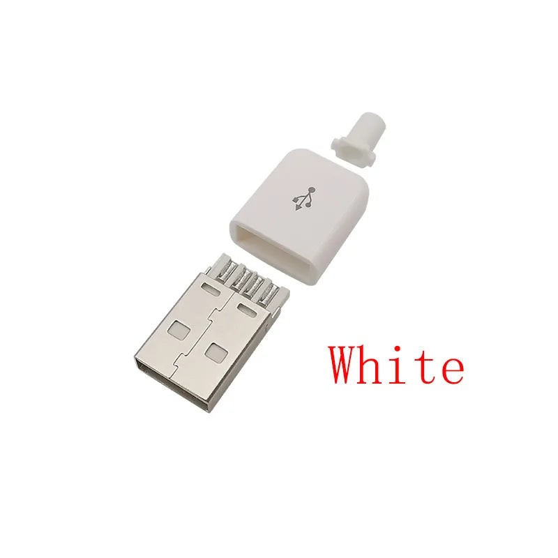 5Pcs/lot USB 2.0 Type A Male Plug 4 Pin Assembly Soldering Type Connector DIY Repair Charging Plug USB-A Adapter Connectors