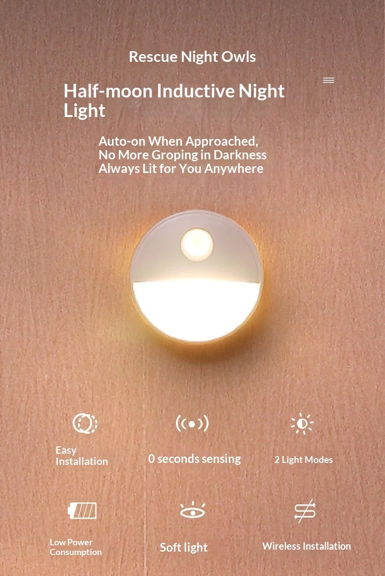 Intelligent induction home night light cabinet bedroom corridor steps wireless security human body sensor light