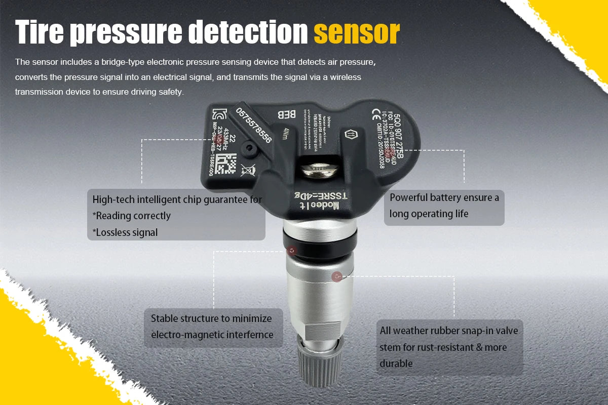 1/4Pcs TPMS Sensor 433MHz Tire Pressure Monitor System Fit For Audi A4 A6 Allroad Volkswagen T-Cros Skoda Replace OE 5Q0907275B