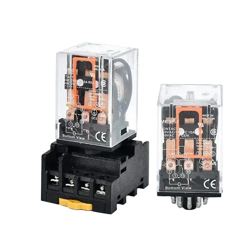 5/10Set MK2P-I MK3P-I Electromagnetic Relay Intermediate Small Relay with Base 8 Pin 11 Pin AC/DC 220V 24V