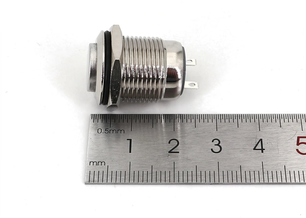 5Pcs Metal 16mm 2Pin ON-OFF Latching High Round Push Push Button Switch Normally Open