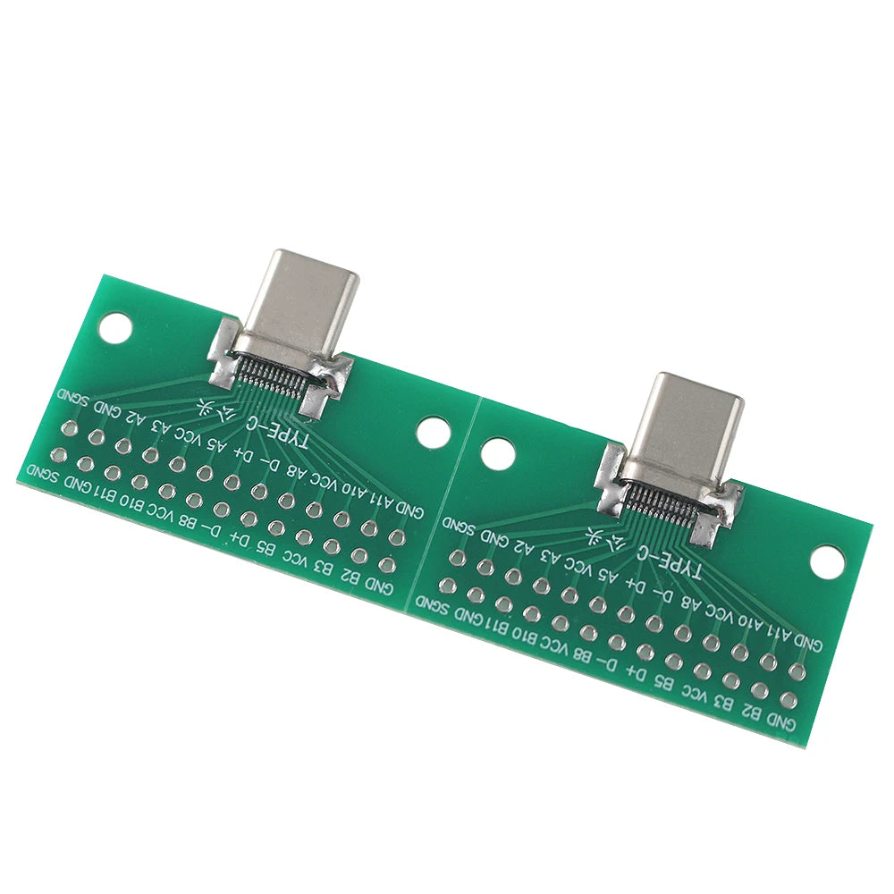 2PCS Type-C Male To Female Adapter Test Board Type-C Male/Female PCB Board 24Pin 2.54mm Connector Socket PCB Universal Converter