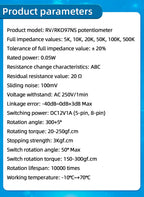 5PCS RK097NS G Single Double Potentiometer B5K/10K/20K/50K/100K Power Discharge Bit Speaker Audio