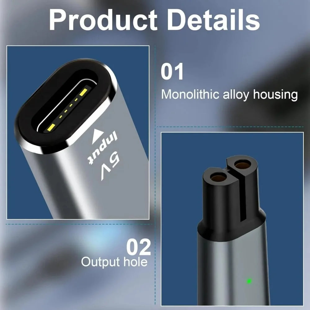 5V/15V USB Type-C Shaver Charger Adapter Portable Beard Trimmer Charger For Philips BT3238/15 BT3230 MG7910 MG5910 QP1424 X3001