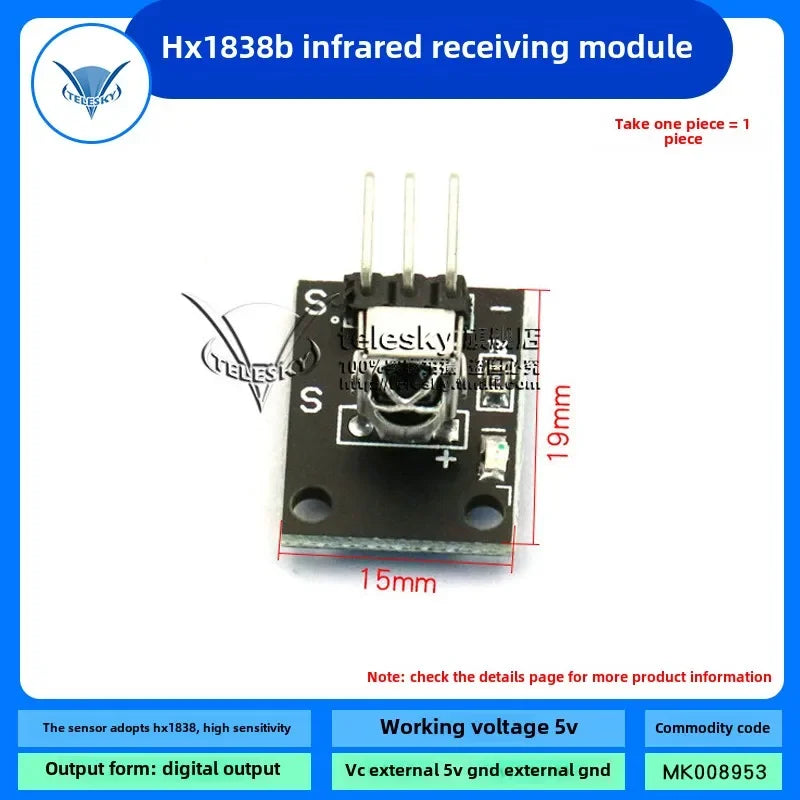 1Set IR Infrared Wireless Transmitter Module Ir Digital 38khz Infrared Receiver Sensor Module with Remote Control for Arduino