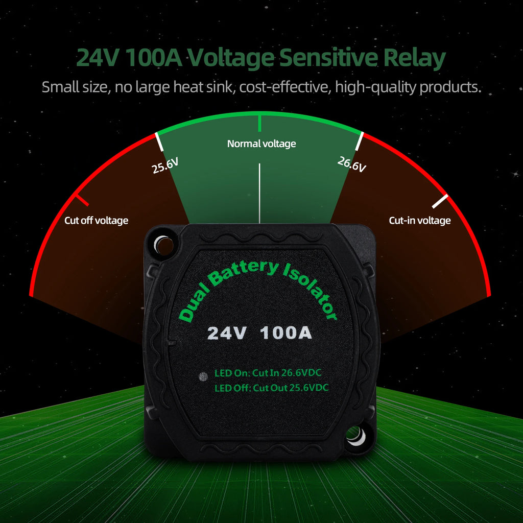Voltage Sensitive Split Charge Relay VSR 24V 100A Smart Dual Battery Isolator For Car RV's Boat Marine Camper Truck