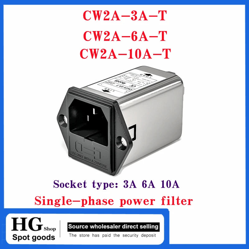 CW2A-10A-T CW2A-3A-T single-phase power filter EMI filter socket CW2A-3A/ 6A-10A-T Audio power Purifier Vehicle anti-interferenc