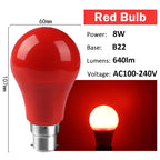 2-10pcs Colorful Bulb B22 E27 110V 220V Red Yellow Blue Green Pink Purple Orange Light Bulb Lamp for Home