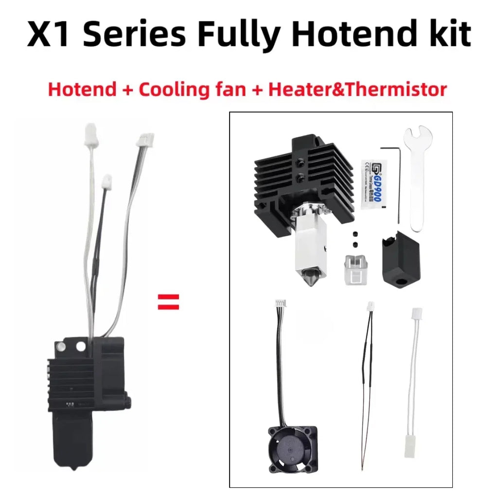 Bamboo Lab X1 P1 Hotend Cooling Fan with Cable for 3D Printer Rapid Accessories Heater Thermistor Compatible with X1C P1S P1P Mo