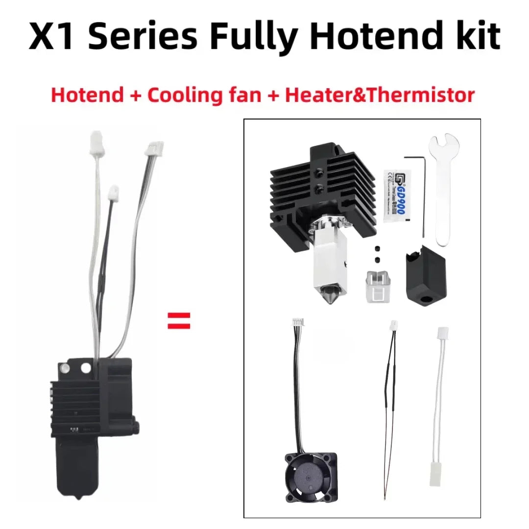 Bamboo Lab X1 P1 Hotend Cooling Fan with Cable for 3D Printer Rapid Accessories Heater Thermistor Compatible with X1C P1S P1P Mo