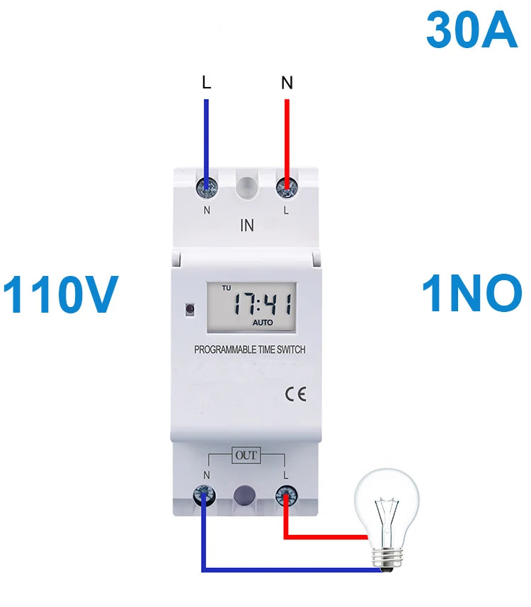 Electronic Weekly 7 Days Programmable Digital TIME Relay Timer Switch Control AC 220V 230V 12V 24V 30A Din Rail AHC30A  THC30A
