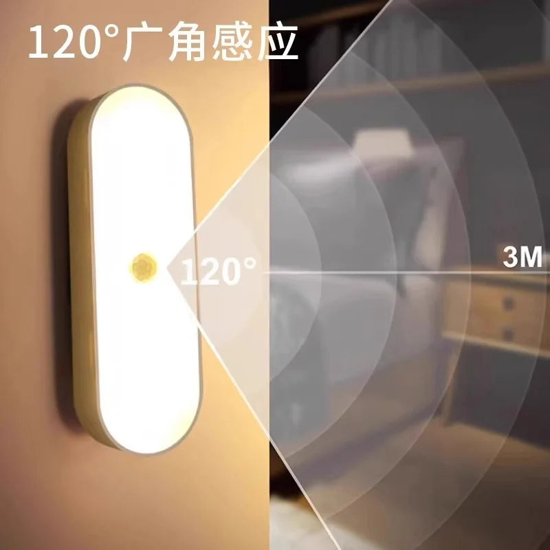 2pcs USB charging Human body induction small LED night light hallway induction light closet induction Imitation wood art light