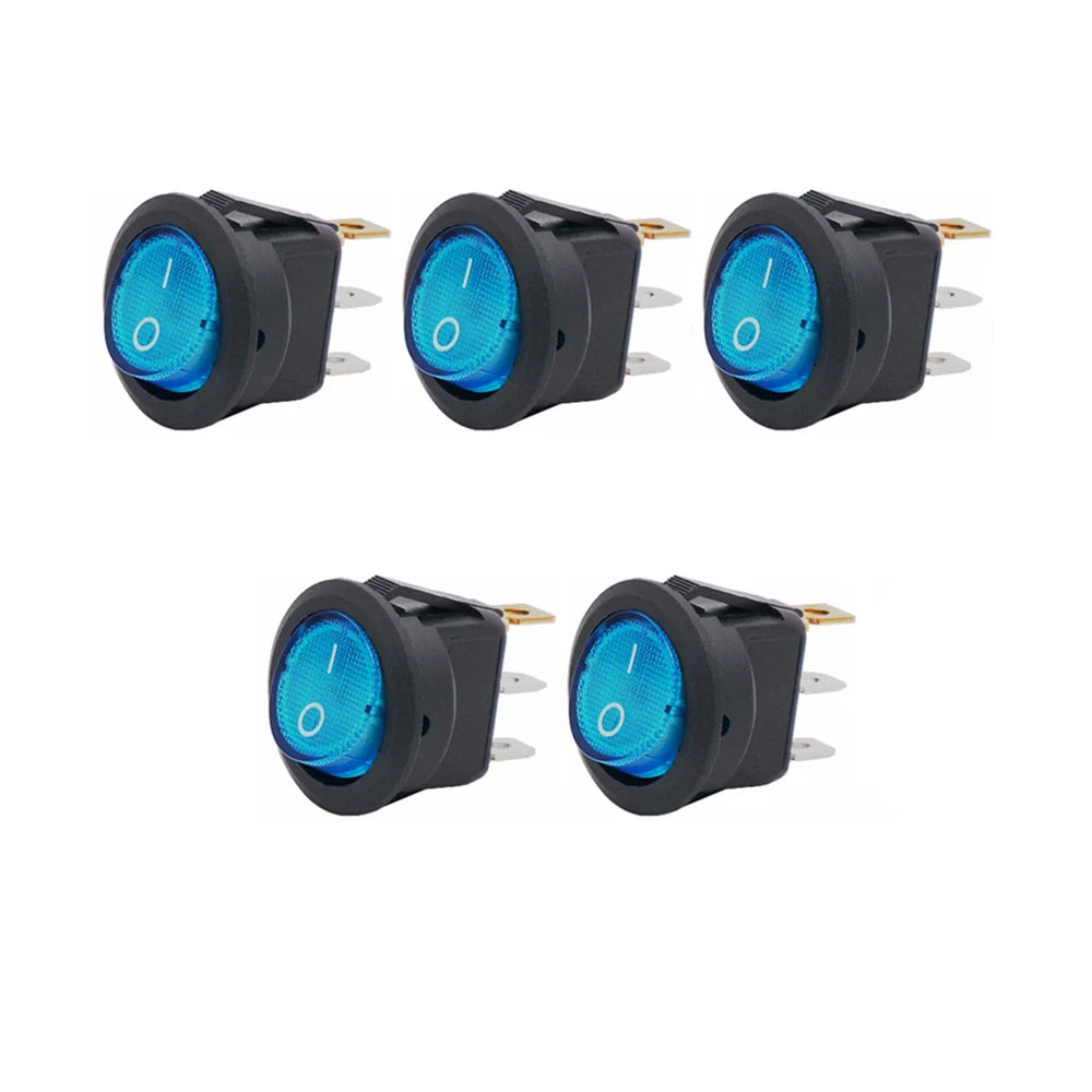 4/5/12pcs 3pin Round Switch LED 20A 12V DC With Color Switch Rocker Switch Can Be Used For Car Motorcycle Boat Bus RV