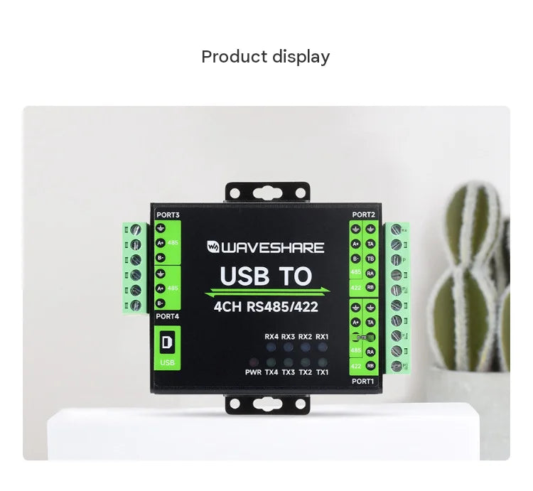 Industrial Isolated 4Ch USB to RS485 422 Converter Wall DIN Rail Mountable