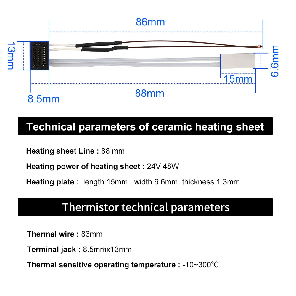 Heating Tube For Bambu Lab A1 A1mini P1P P1S X1 X1C Thermistor + Ceramic Cartridge Heater For Bamboo Hotend 3D Printer Parts