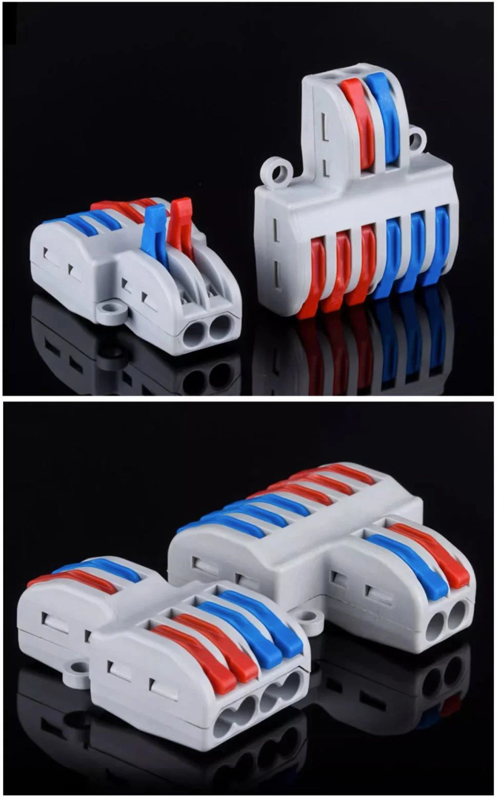 25PCS Electrical Cable Connectors Push-in Quick Terminal Blocks LED Cable Wiring Tool Wire Connectors Rail Installation Model