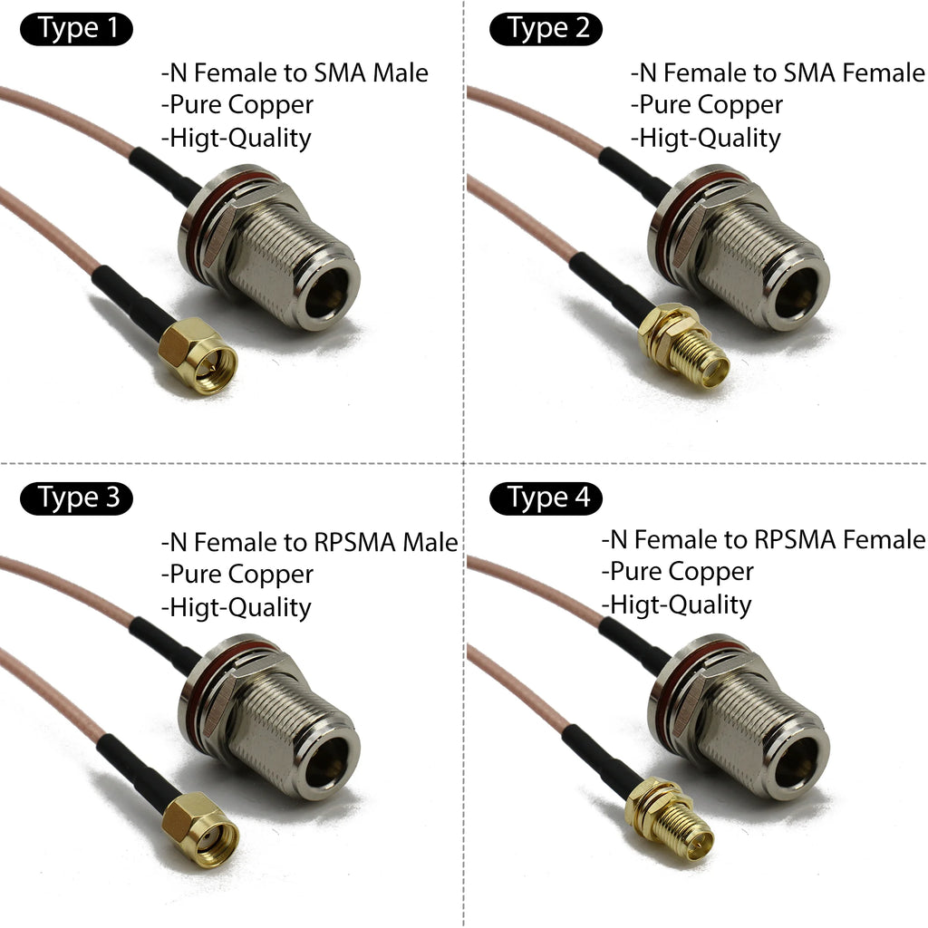 RG316 Cable N Female To SMA Male Extension Conncetor N Type L16 To RPSMA Crimp for RG-316 Pigtai Low Loss Coax Copper Brass