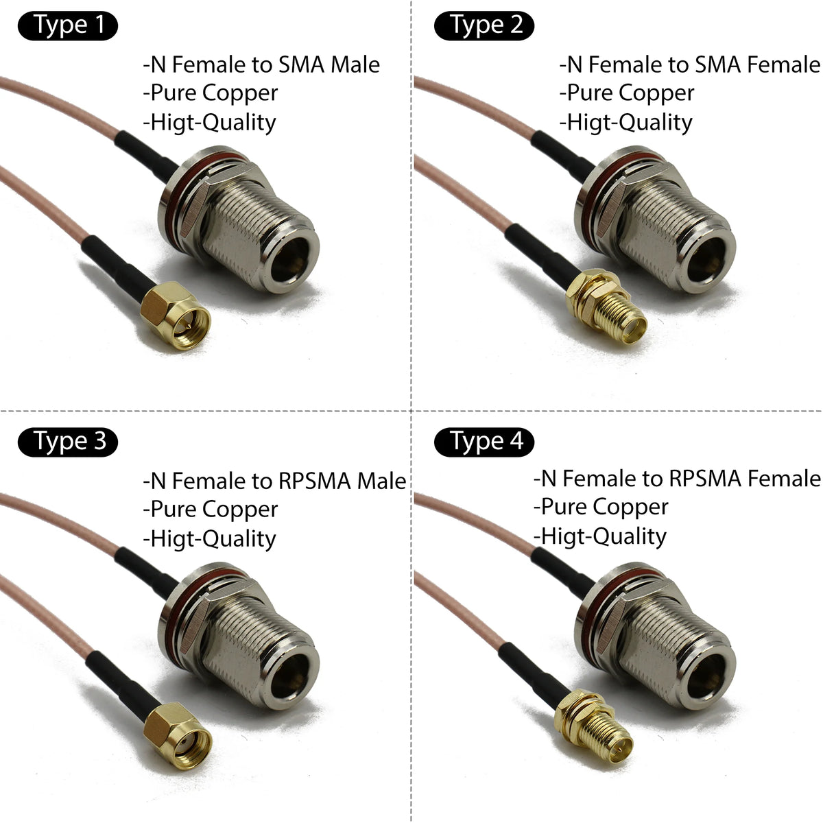 RG316 Cable N Female To SMA Male Extension Conncetor N Type L16 To RPSMA Crimp for RG-316 Pigtai Low Loss Coax Copper Brass