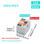 1PCS Wire Electrical Connectors PTFIX 2.5mm Wire Merging And Branching Device Push-in Terminal Block Connector Mount On Din Rail
