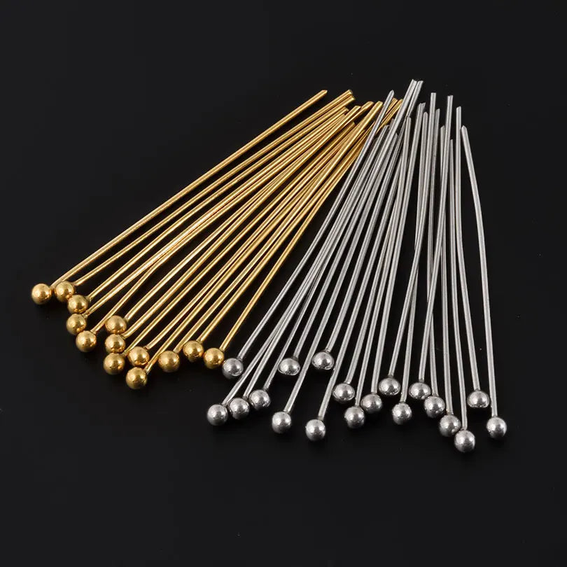 100pcs/Lot Golden Color Stainless Steel Ball Head Pins PVD Needle Pin DIY Jewelry Accessories Base De Aretes Acero Inoxidable