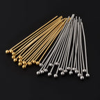 100pcs/Lot Golden Color Stainless Steel Ball Head Pins PVD Needle Pin DIY Jewelry Accessories Base De Aretes Acero Inoxidable