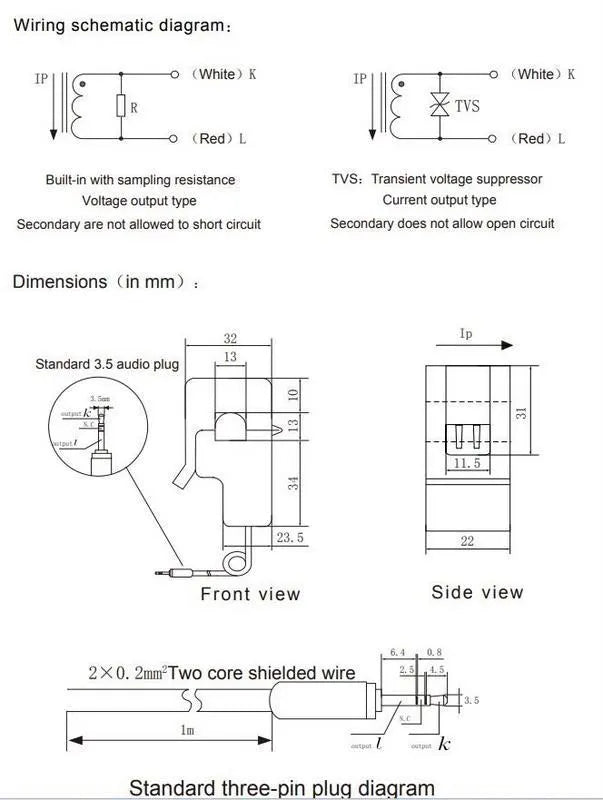 SCT-013-000 30A 50A 100A  Open-Close Current Transformer SCT013 Non-invasive AC Current Sensor Split Core Current Transformer