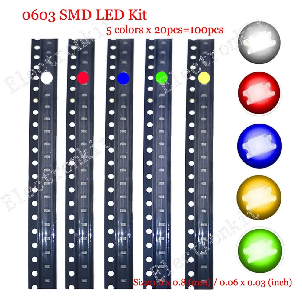 0402 0603 0805 1206 1210 5730 5050 SMD LED Mixed Kit Warm Cool White Red Green Blue Yellow Orange UV Pink Fast flashing