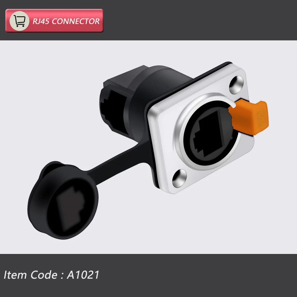 10pcs/5sets 8p8c RJ45 Waterproof Connector,Orange&Black, Panel Mount+Wire Connector, RJ45 Ethernet/Network Connector, IP65 Level