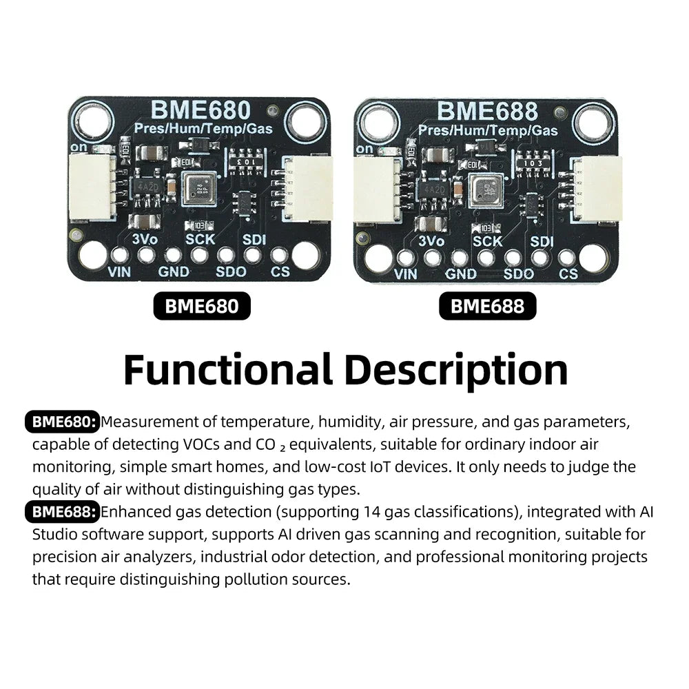 BME680 BME688 AI Air Quality Sensor Module with Temperature Humidity Pressure Detection Qwiic I2C Interface for IoT Smart Home