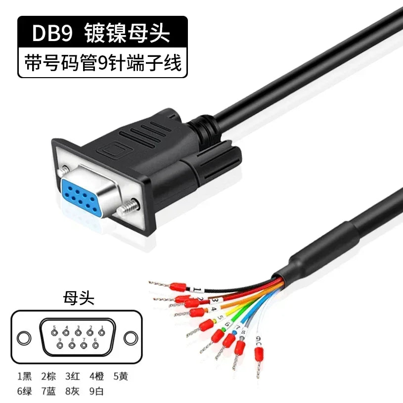 Industrial DB9 DB15 with Terminal Number Connector 9/15 Pin Male Female Single Head Cable Tube Grade Serial Port Connection Line