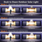 234 LED Solar Lights Outdoor Motion Sensor Dusk to Dawn Solar Powered Security Flood Light, Split 16.5ft Cable for Wall Garden