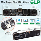 ELP 1200P Global Shutter USB Webcam Synchronization Dual Lens Camera Module High Speed 120fps 3D Stereo UVC Industrial Camera