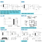 SMD Fast Recovery Schottky Barrier Switching Rectifier Diode M1 M4 M7 S1M S2M S3M RS1M US1M SS14 SS16 SS24 SS26 SS34 SS36 LL4148