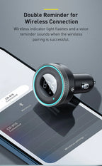 Bluetooth 5.3 FM Transmitter Car Cigarette Lighter Dual USB Fast Charging Handsfree Calling Vehicle Audio Receiver