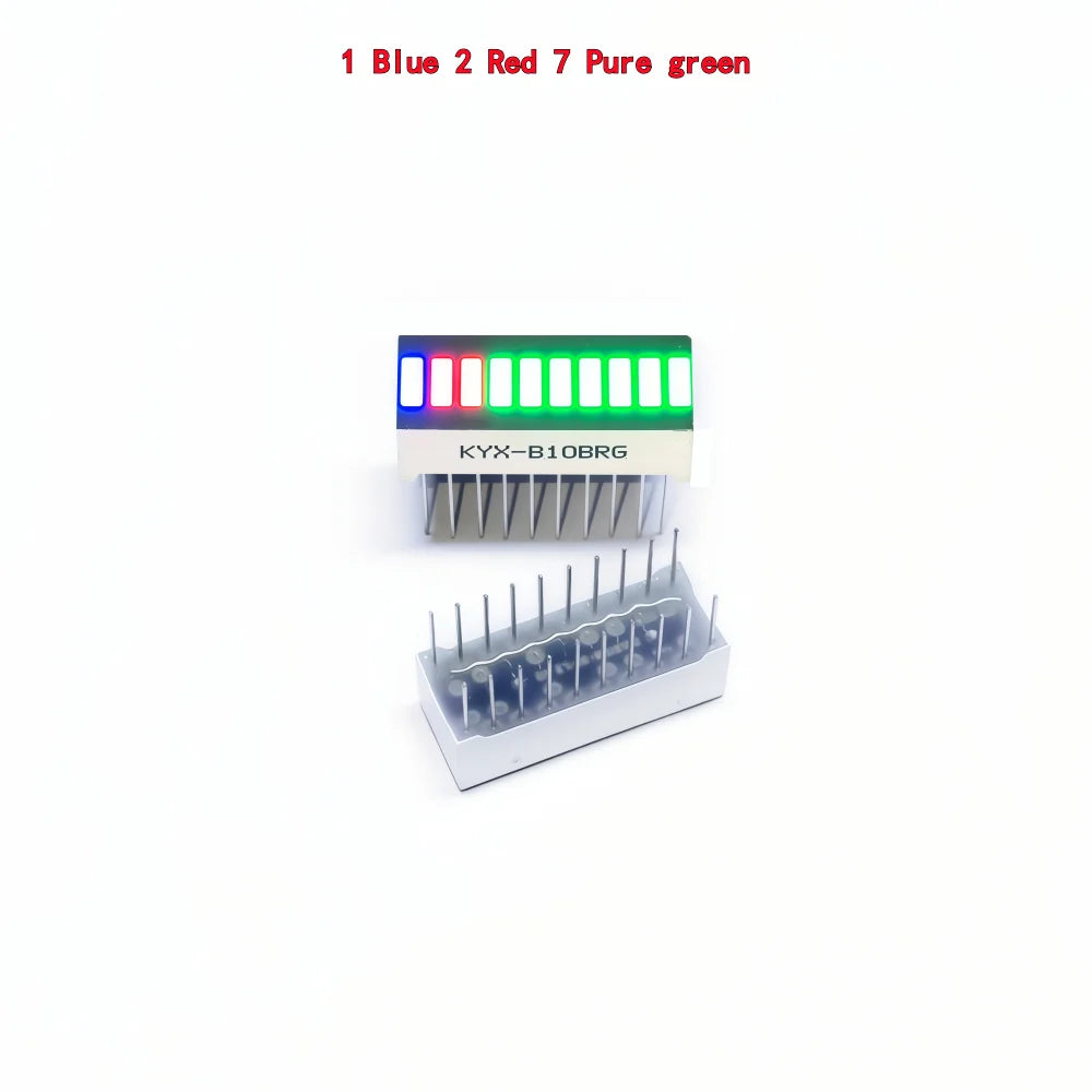 10pcs Multi-Color LED Display Bargraph Light 10 Segments Red Blue Yellow White Green Single Color Battery Level Bar Graph DIY