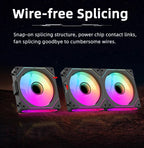 Coolcirc ARGB Infinity Mirror PC Case Fan - 3-Pack 120mm Free Wire-Splicing Cooling Fan with PWM Silent Fan for Computer Case