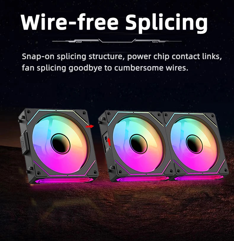 Coolcirc ARGB Infinity Mirror PC Case Fan - 3-Pack 120mm Free Wire-Splicing Cooling Fan with PWM Silent Fan for Computer Case