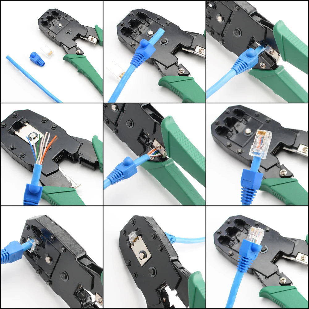 RJ45 Crimping Tool for Cat5 Cat5e Cable with Wire Stripper Cutter Network LAN Crimper Pliers RJ12 RJ11 Multifunctional Hand Tool
