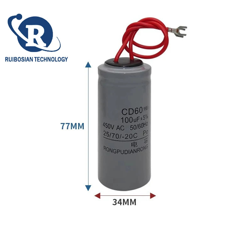 CD60 motor starting capacitor 100/150/200/250/300/350/400/450/500UF 450V single-phase capacitor motor