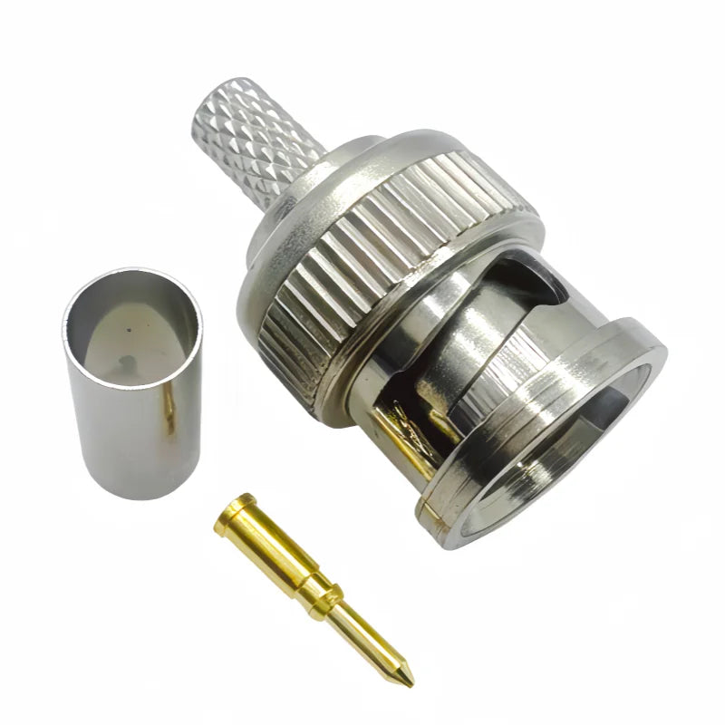 1/5Pcs/lot BNC Male RF Connector Plug Crimp For RG58 LMR195 Cable Straight Nickelplated 50Ohm Wholesale