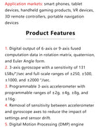 GY‑521 MPU‑6050 Three‑Axis Accelerometer Gyroscope Sensor Module 6DOF 3‑Axis Acceleration Gyro Sensor for Arduino