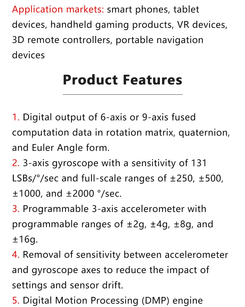 GY‑521 MPU‑6050 Three‑Axis Accelerometer Gyroscope Sensor Module 6DOF 3‑Axis Acceleration Gyro Sensor for Arduino