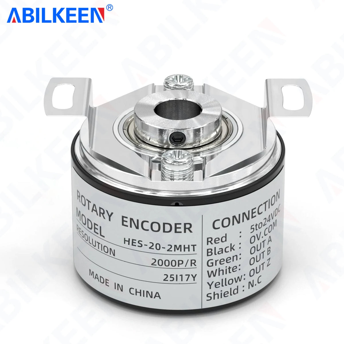 ABILKEEN HES-2M Incremental Rotary Encoder 100~2500PPR Available 38MM Magnetoelectric Rotary Encoder 8MM Semi-Hollow Shaft