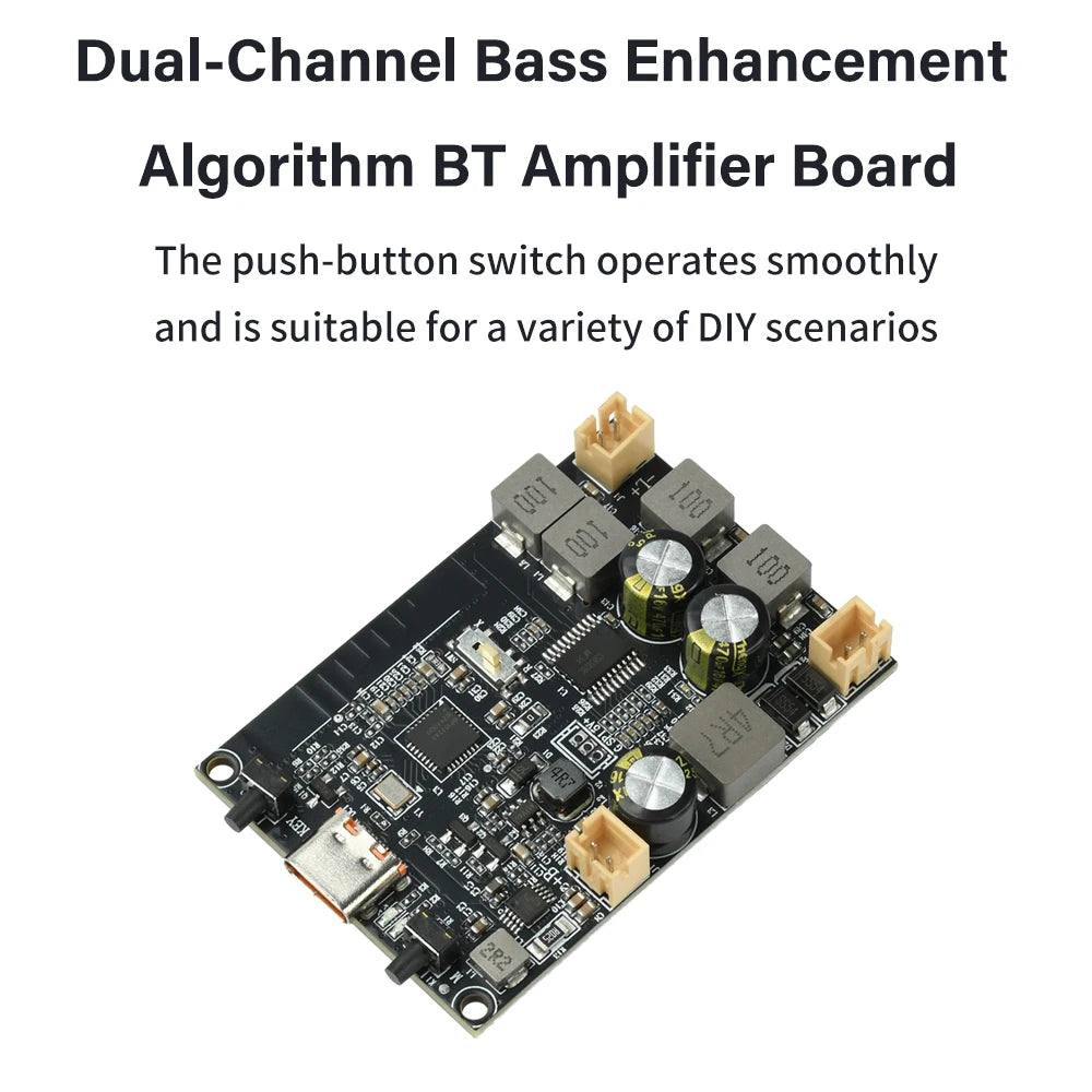 TWS Bluetooth Amplifier Module 2*10W Dual Channel Bass Enhancement Algorithm Amplifier Board Type C for DIY Audio Projects