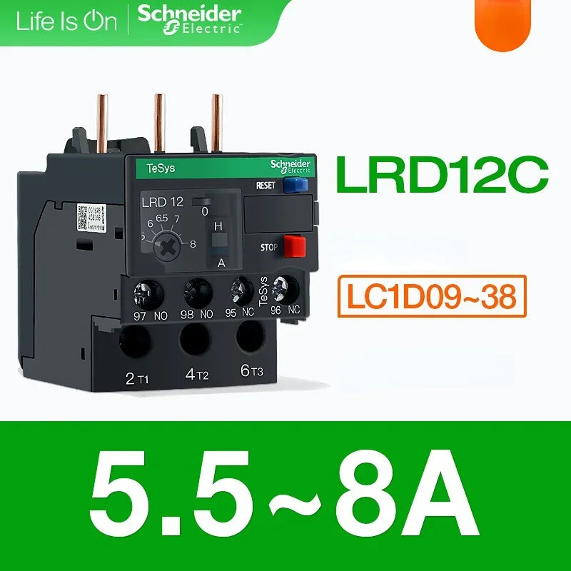 Schneider Thermal Overload Relay LRD12C LRD16C LRD21C LRD32C Relay Three-Pole Thermal Magnetic Trip 10A LC1D Overload Protection