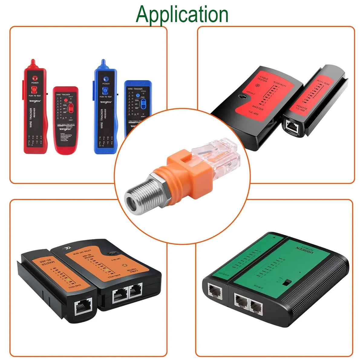 1pc F Type RF Female Jack to RJ45 Male Plug Ethernet Coaxial Barrel Coupler Converter Coax Adapter Connector for Line Tester