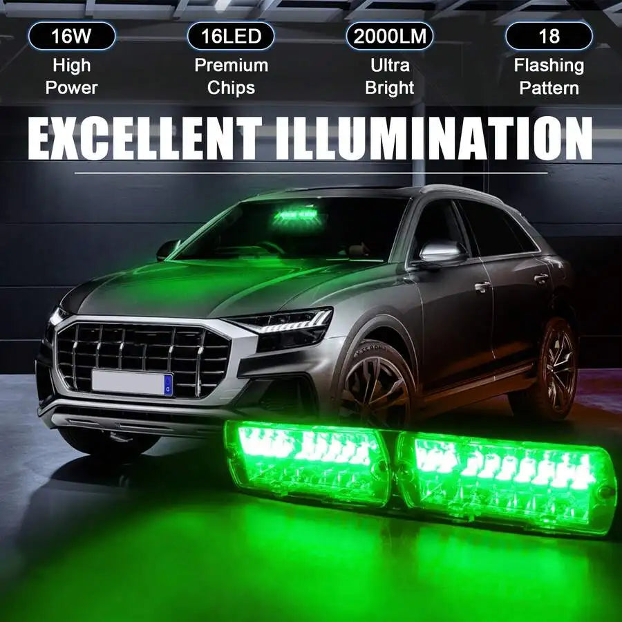 Nilight Bright LED Strobe Lights , Car Windshield Warning Flash Light with Suction Cups, Hazard Safety Lamp for Truck