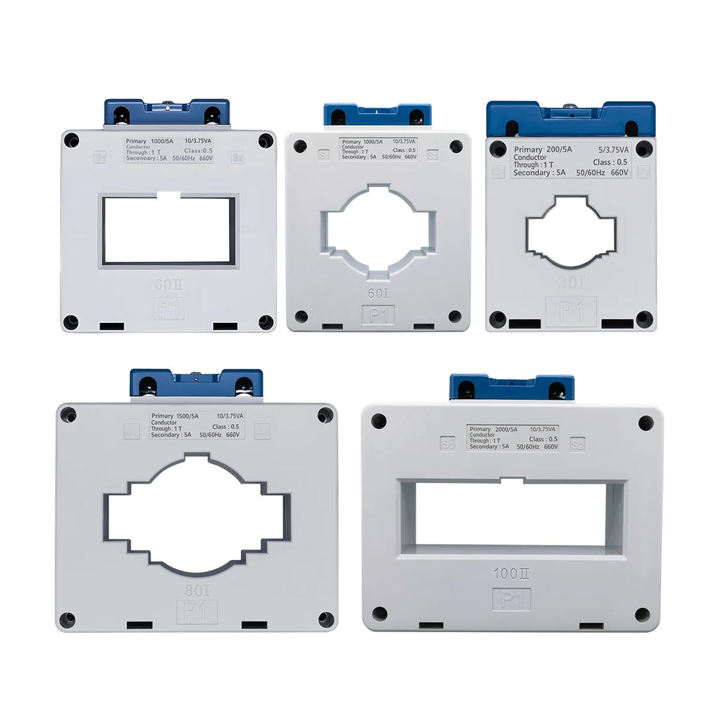 TOMZN Current Transformer High-current CT 660V Primary 2000A 1500V 1000V 200A Secondary 5A Base Plate Busbar Fixed ABS Sealed
