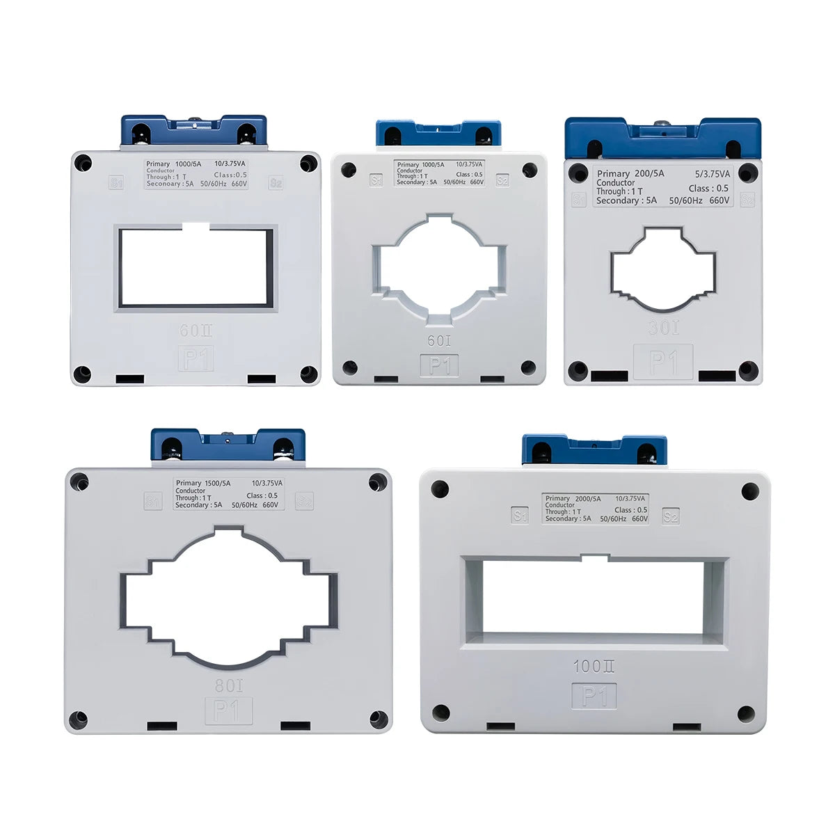 TOMZN Current Transformer High-current CT 660V Primary 2000A 1500V 1000V 200A Secondary 5A Base Plate Busbar Fixed ABS Sealed