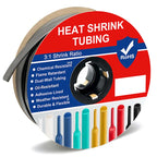 A Roll Black 3:1 Ratio Heat Shrink Tubing Φ1.6mm to Φ30m Dual Wall Adhesive Lined Shrinkable Wire Wrap Tube Waterproof Sleeves